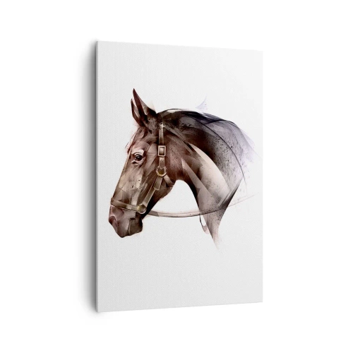 Quadro su tela - Stampe su Tela - Un profilo di cavallo in una delicata forma artistica su uno sfondo bianco - 70x100cm - Che grazia - Decorazione murale moderna per soggiorno e camera da letto ARTTOR