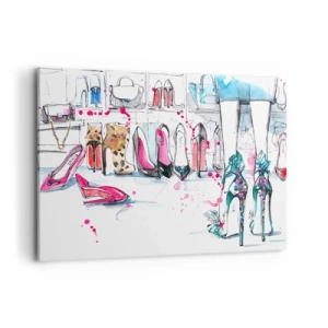 Quadro su tela - Stampe su Tela - Grafica artistica con tacchi alti e accessori - 100x70cm - Apriti sesamo - Decorazione murale moderna per soggiorno e camera da letto ARTTOR