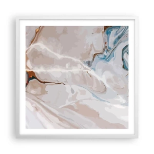 Poster in cornice bianca - Meandri blu sotto il bianco - 60x60 cm