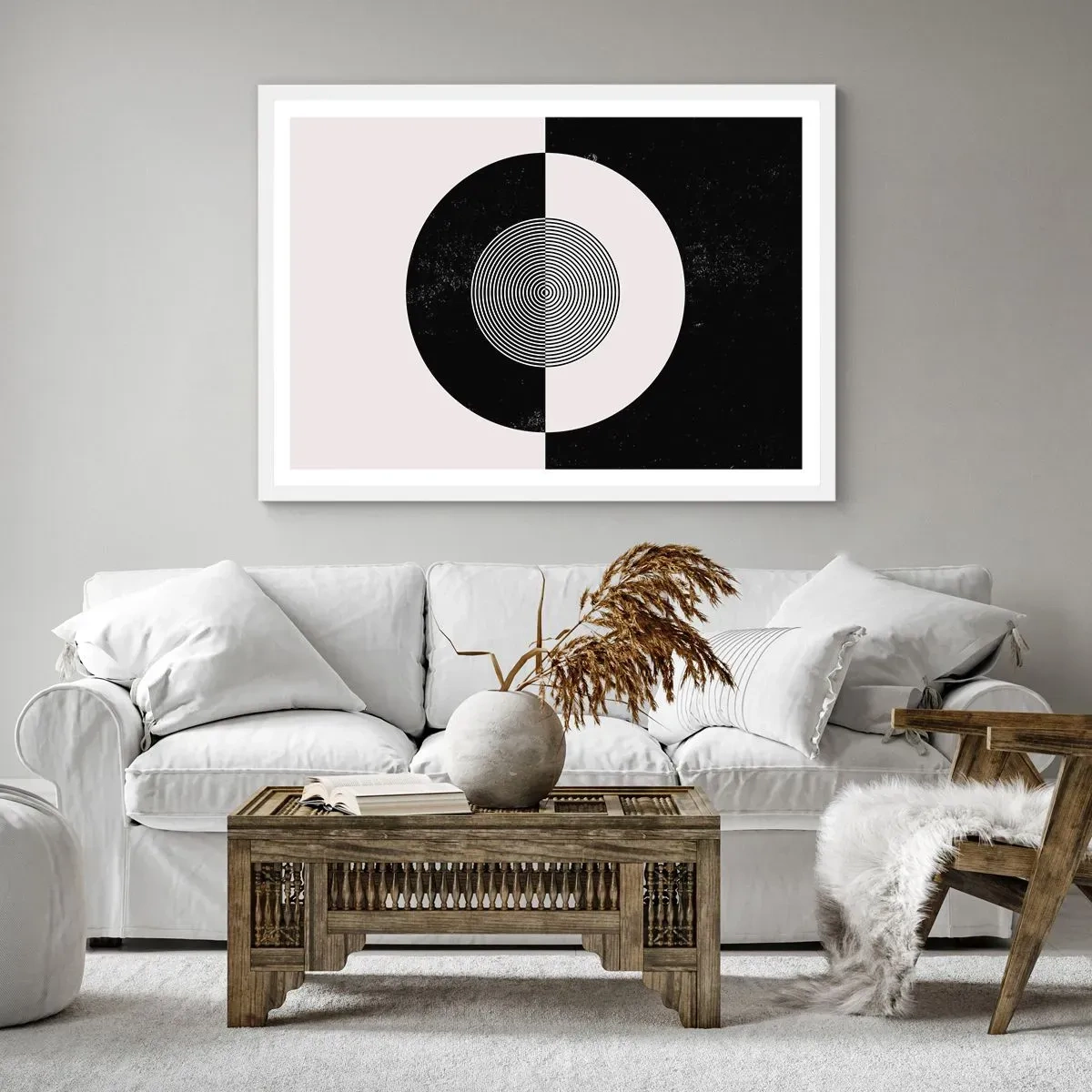 Poster in cornice bianca - Armonia in bianco e nero - 91x61 cm