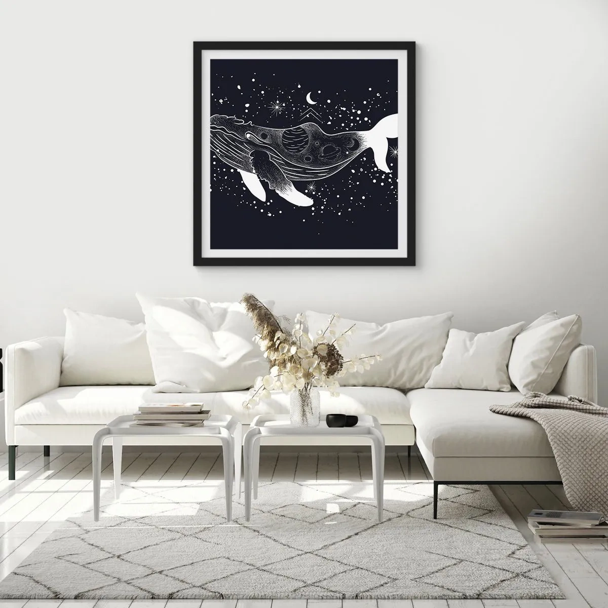 Poster in cornice nera - Nell'oceano dell'universo - 50x50 cm