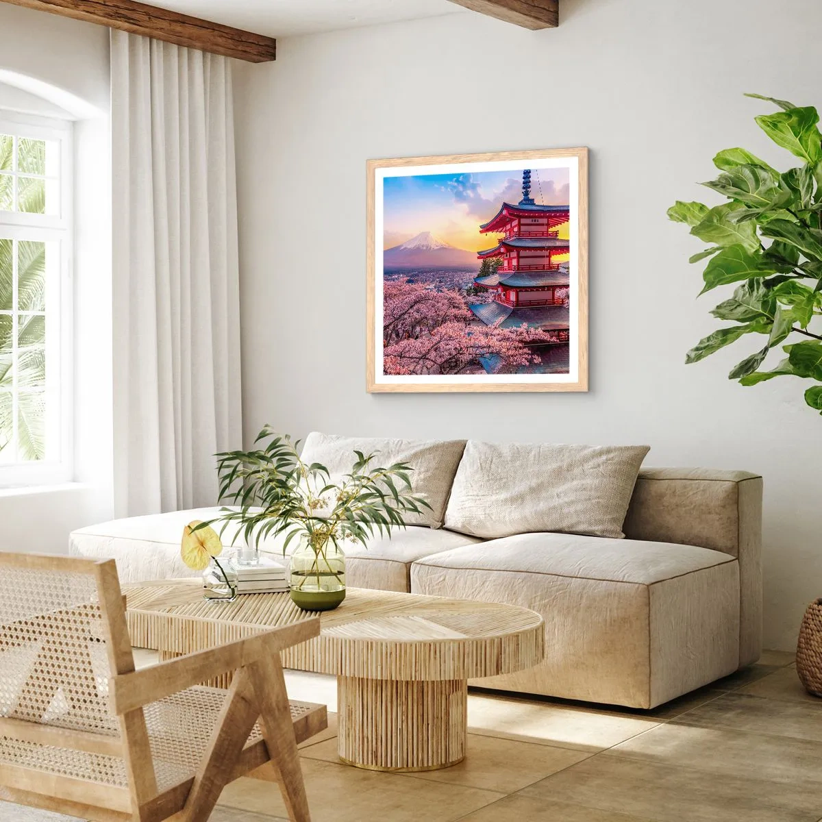 Poster in cornice rovere chiaro - L'essenza dell'anima giapponese - 50x50 cm