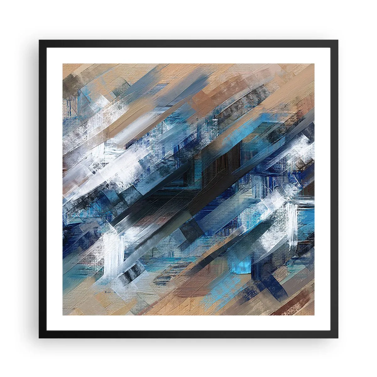 Poster in cornice nera - Sulla diagonale blu - 60x60 cm