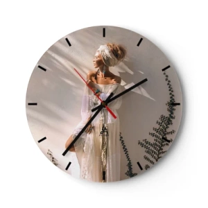 Orologio da parete - Orologio in Vetro - Il sole e la ragazza - 40x40 cm