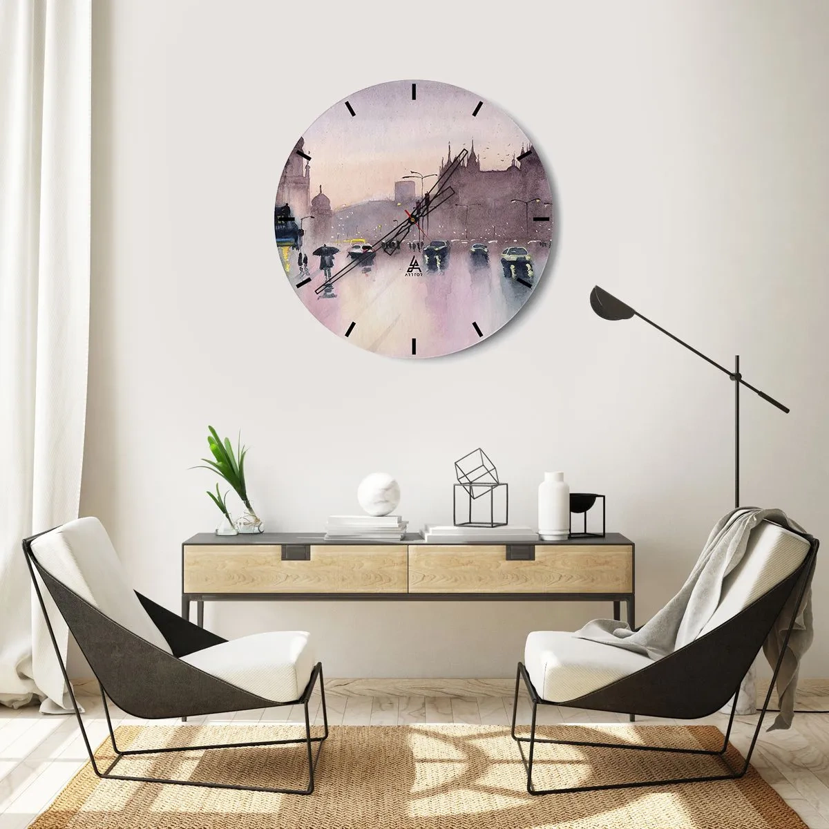 Orologio da parete - Orologio in Vetro - Nella nebbia piovigginosa - 40x40 cm