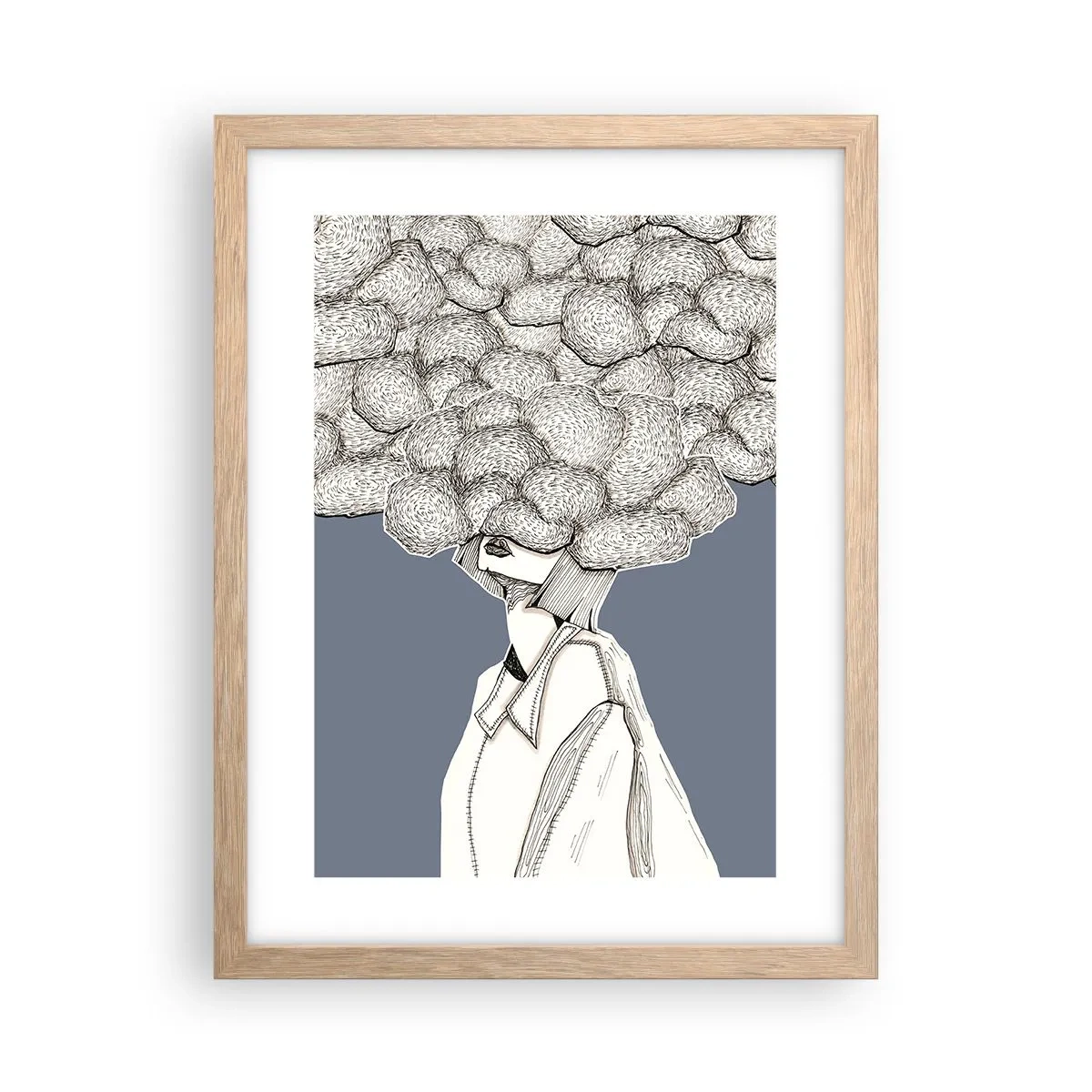 Poster in cornice rovere chiaro - Con la testa tra le nuvole - 30x40 cm