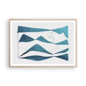 Poster in cornice rovere chiaro - Astrazione: legame turchese - 100x70 cm