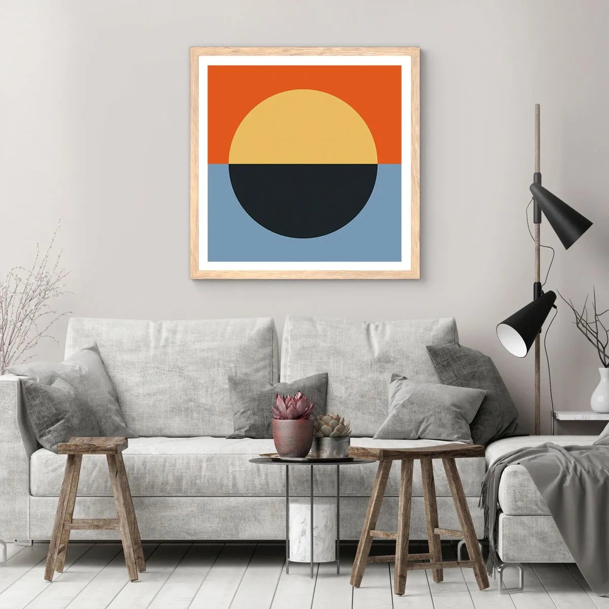 Poster in cornice rovere chiaro - Composizione di caldo e freddo - 30x30 cm
