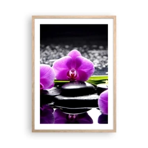 Poster in cornice rovere chiaro - Annegare nel silenzio e nella pace - 50x70 cm