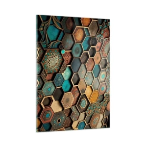 Quadro su vetro - Mosaico con motivi geometrici in stile orientale - 50x70cm - Decorazioni arabe: variazione - Decorazione murale moderna per soggiorno e camera da letto ARTTOR