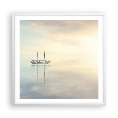Poster in cornice bianca - Silenzio in mare - 60x60 cm