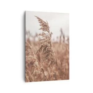 Quadro su tela - Stampe su Tela - Erbe dorate sullo sfondo di un paesaggio autunnale - 70x100cm - Nei campi è già autunno - Decorazione murale moderna per soggiorno e camera da letto ARTTOR