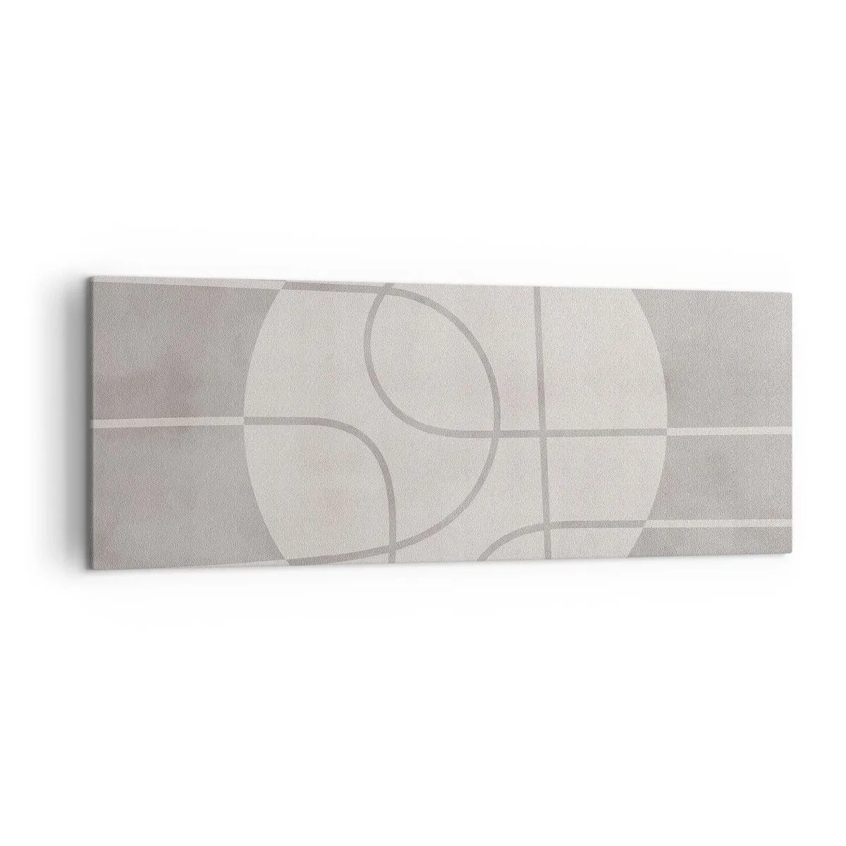 Quadro su tela - Stampe su Tela - Motivo geometrico nei toni del grigio e del bianco - 140x50cm - Tondo e dritto - Decorazione murale moderna per soggiorno e camera da letto ARTTOR