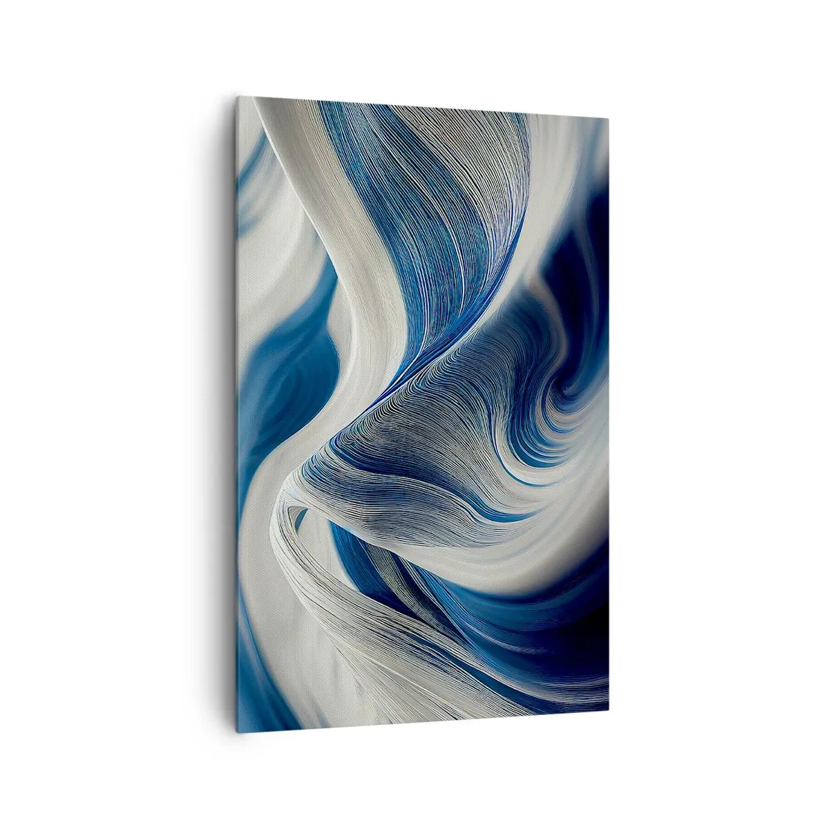 Quadro su tela - Stampe su Tela - Onde astratte nei toni del blu e del bianco - 80x120cm - Fluidità di blu e di bianco - Decorazione murale moderna per soggiorno e camera da letto ARTTOR