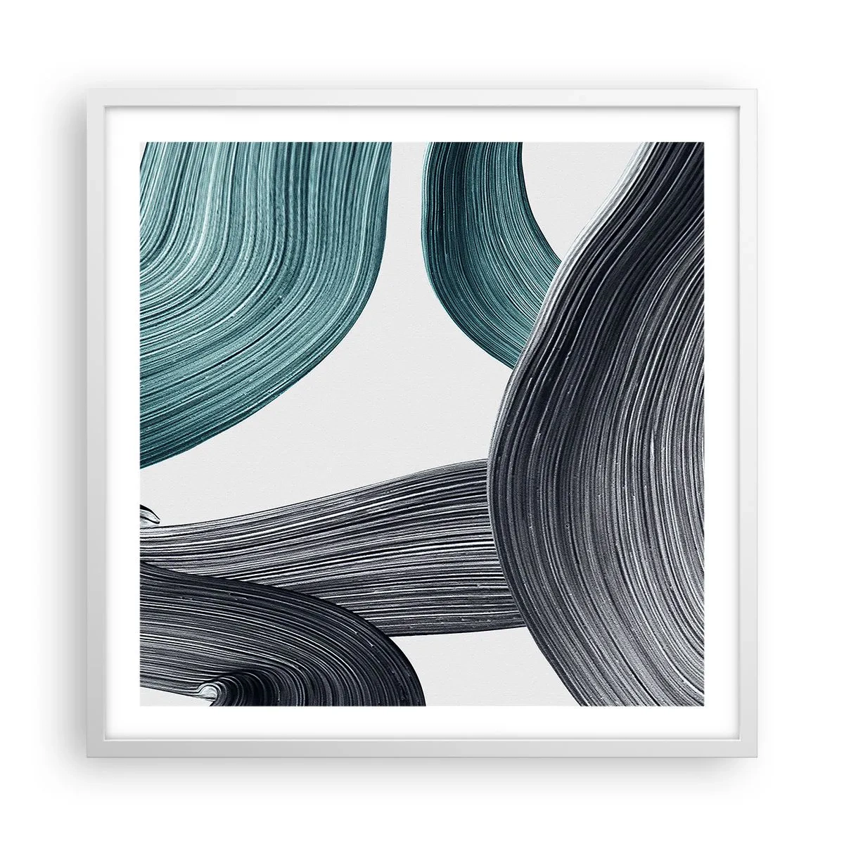 Poster in cornice bianca - Tracce smeraldo e nero - 60x60 cm