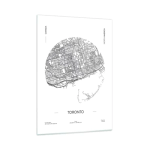 Quadro su vetro - Una mappa minimalista di Toronto con una griglia stradale. - 50x70cm - Anatomia di Toronto - Decorazione murale moderna per soggiorno e camera da letto ARTTOR