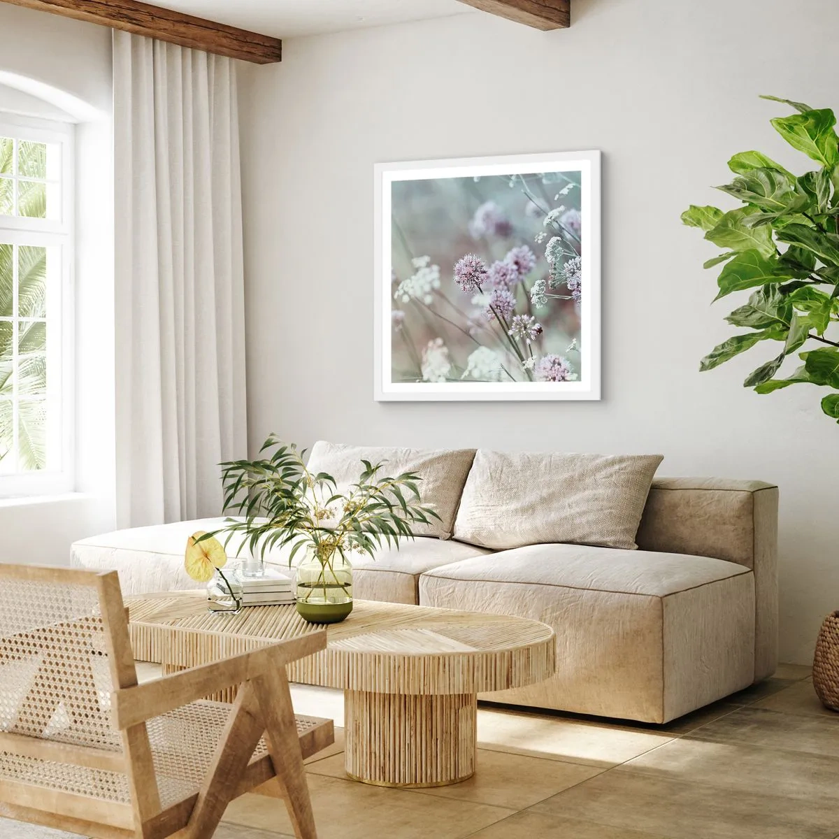 Poster in cornice bianca - Le dolci filigrane delle erbe - 30x30 cm