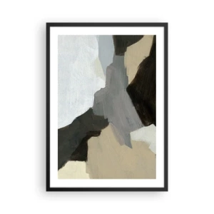 Poster in cornice nera - Composizione astratta in colori tenui - 50x70cm - Astrazione: il crocevia del grigio - Decorazione murale moderna per soggiorno e camera da letto ARTTOR