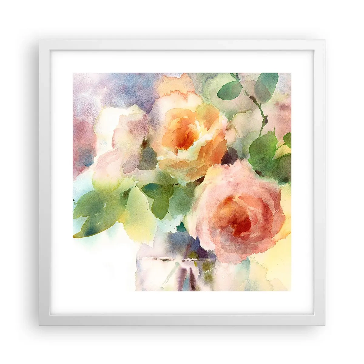 Poster in cornice bianca - Delicati come un acquerello - 40x40 cm