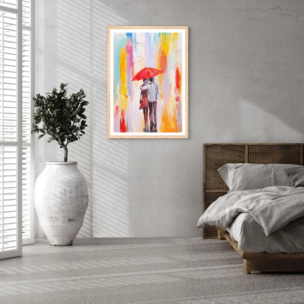 Poster in cornice rovere chiaro - Che piova ancora - 40x50 cm