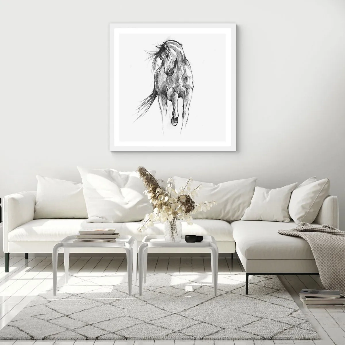 Poster in cornice bianca - Trotto aggraziato - 50x50 cm