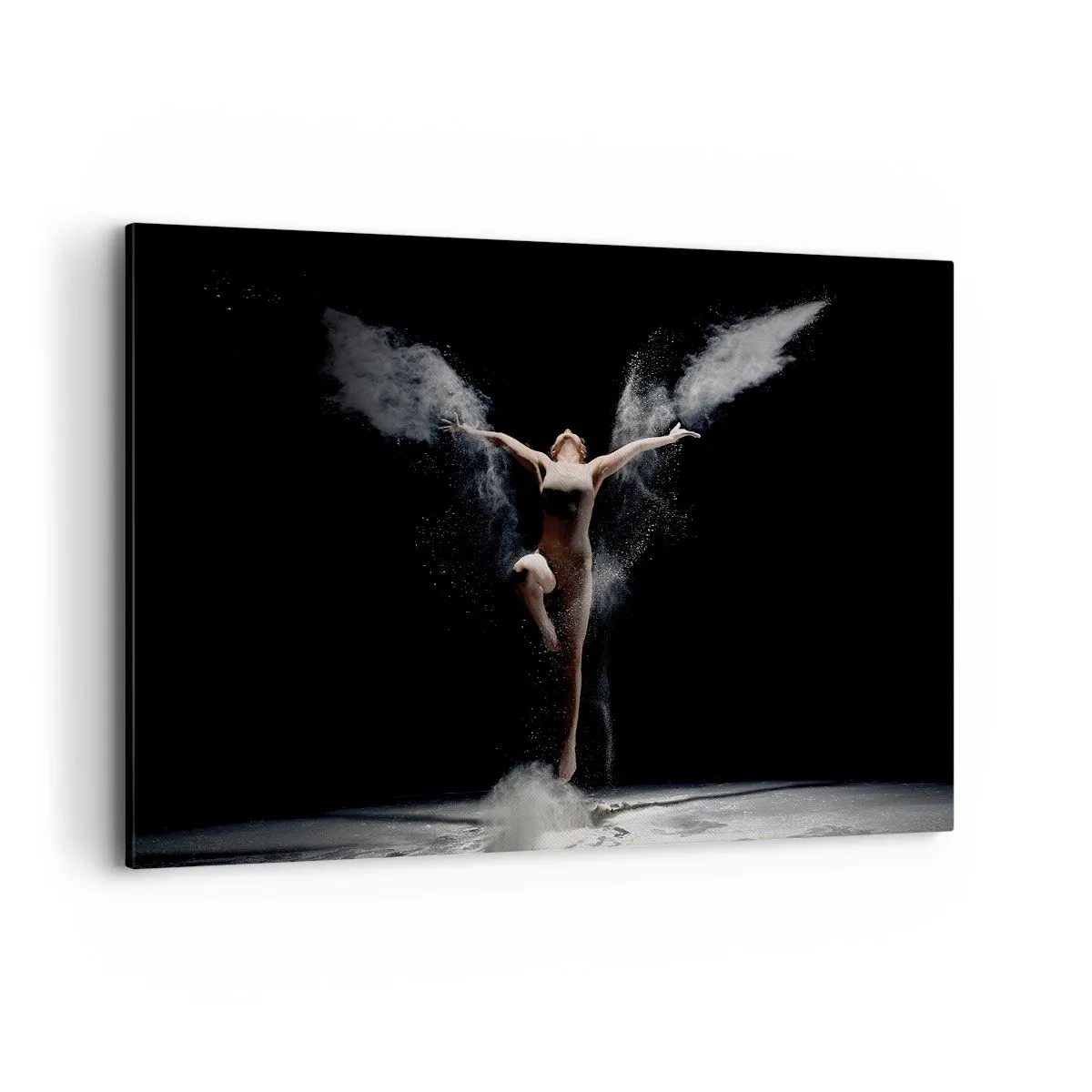 Quadro su tela - Stampe su Tela - Una ballerina in movimento con un sorprendente effetto polvere su uno sfondo nero - 120x80cm - Gli elfi esistono - Decorazione murale moderna per soggiorno e camera da letto ARTTOR