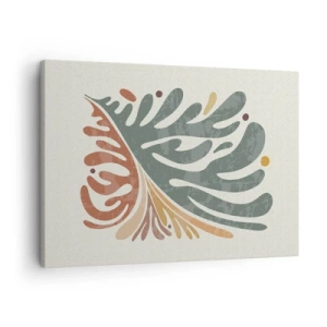 Quadro su tela - Stampe su Tela - Foglia astratta colorata su uno sfondo chiaro - 70x50cm - Foglia multicolore - Decorazione murale moderna per soggiorno e camera da letto ARTTOR