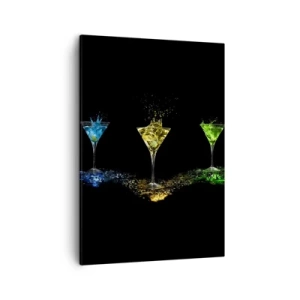 Quadro su tela - Stampe su Tela - Cocktail colorati in bicchieri su sfondo nero - 50x70cm - I colori della gioia nel mondo dei cristalli - Decorazione murale moderna per soggiorno e camera da letto ARTTOR