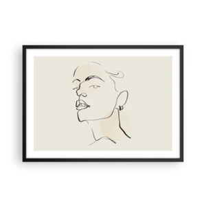 Poster in cornice nera - Schizzo minimalista del volto di una donna - 70x50cm - Sguardo fiero - Decorazione murale moderna per soggiorno e camera da letto ARTTOR