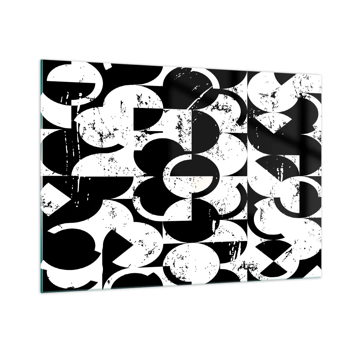 Quadro su vetro - Motivo geometrico in forme contrastanti in bianco e nero - 100x70cm - Il bianco è bianco, il nero è nero - Decorazione murale moderna per soggiorno e camera da letto ARTTOR