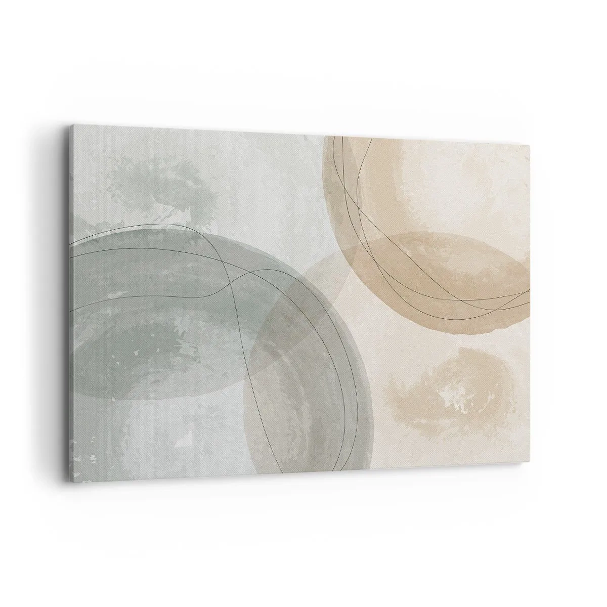 Quadro su tela - Stampe su Tela - Composizione astratta in colori pastello con linee - 100x70cm - Compenetrazione di mondi - Decorazione murale moderna per soggiorno e camera da letto ARTTOR