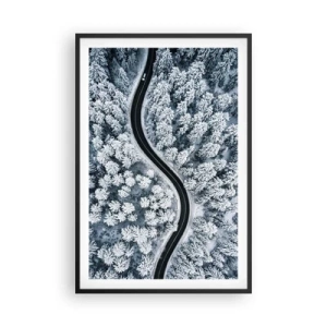 Poster in cornice nera - Attraverso il bosco invernale - 61x91 cm
