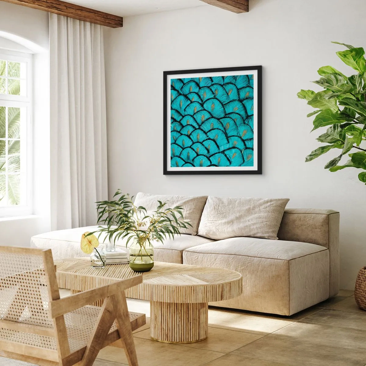 Poster in cornice nera - La grande festa delle piume - 40x40 cm