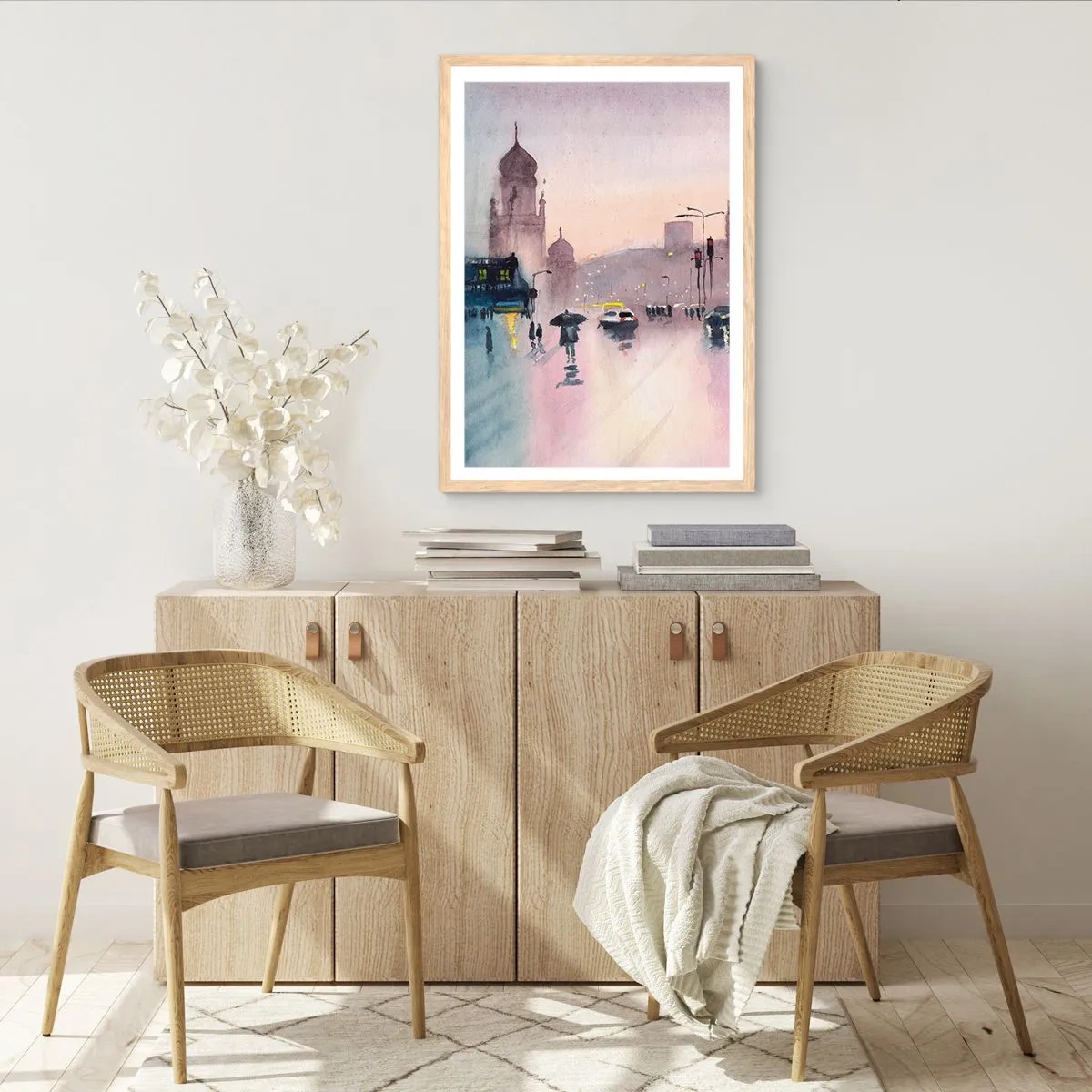 Poster in cornice rovere chiaro - Nella nebbia piovigginosa - 70x100 cm