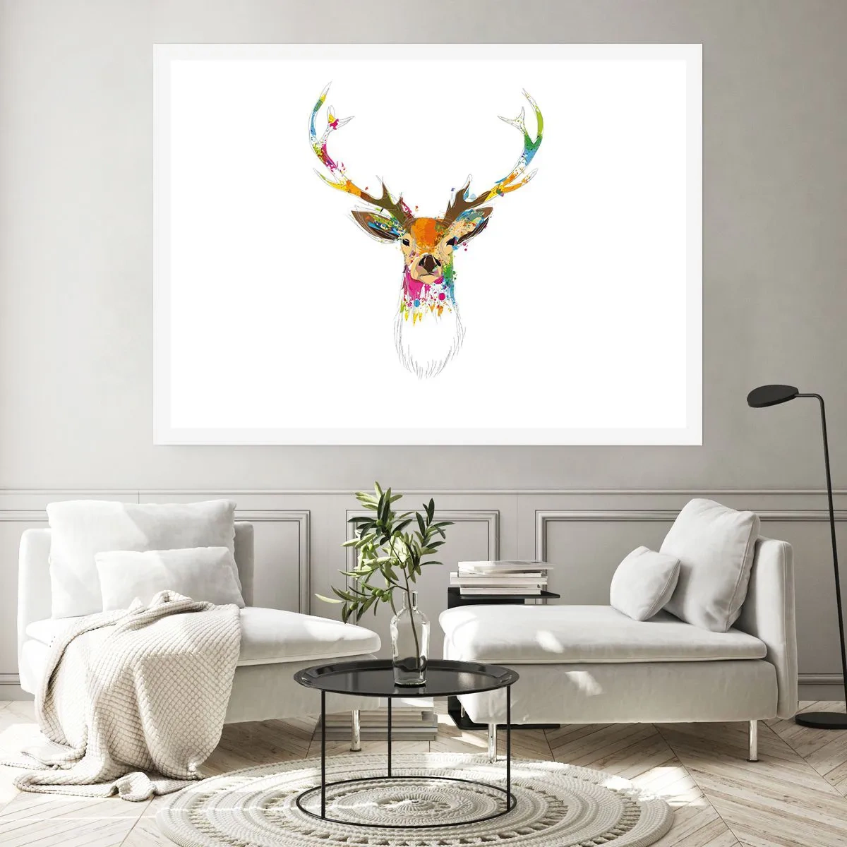 Poster - Mite cerbiatto immerso nel colore - 50x40 cm