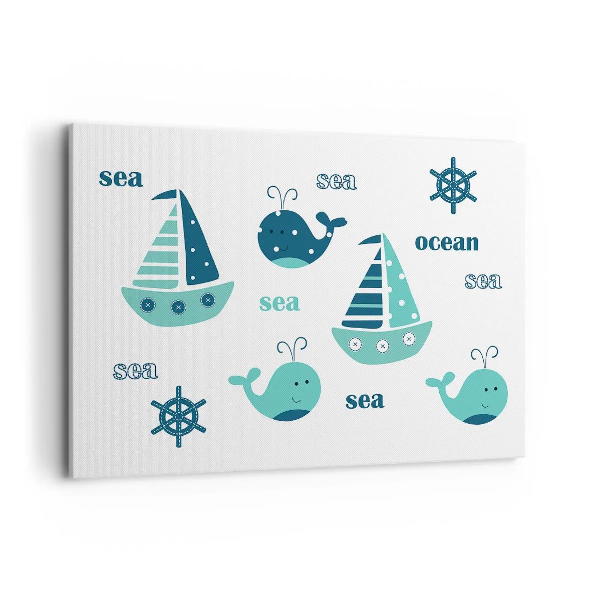 Quadro su tela - Stampe su Tela - Affascinanti motivi nautici con balene e barche a vela - 100x70cm - Attraverso i mari e gli oceani - Decorazione murale moderna per soggiorno e camera da letto ARTTOR