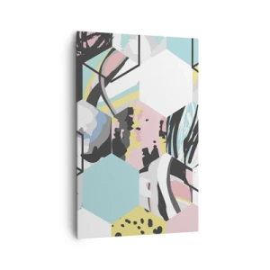 Quadro su tela - Stampe su Tela - Motivo esagonale geometrico con dettagli astratti colorati - 80x120cm - Esagoni e cubi in sei tonalità - Decorazione murale moderna per soggiorno e camera da letto ARTTOR