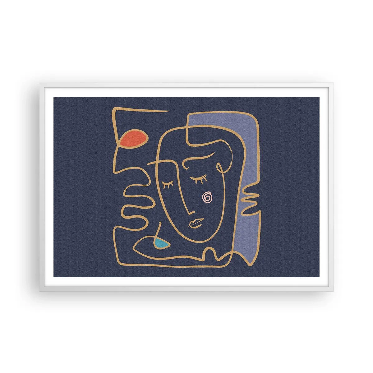 Poster in cornice bianca - Pensierosa - 100x70 cm