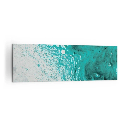 Quadro su tela - Stampe su Tela - Composizione astratta in tonalità turchesi su sfondo bianco - 160x50cm - Sciogliendosi nel bianco e nel turchese - Decorazione murale moderna per soggiorno e camera da letto ARTTOR