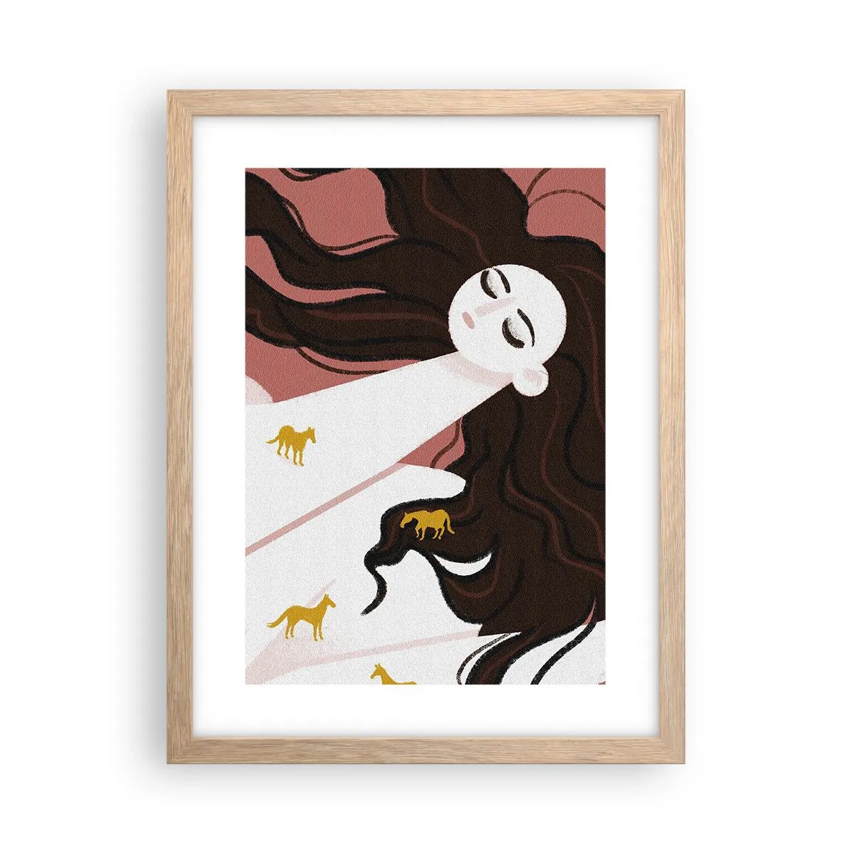 Poster in cornice rovere chiaro - Il sogno del cavallo d'oro - 30x40 cm