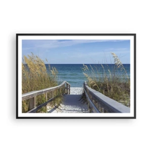 Poster in cornice nera - Sentiero per la spiaggia con vista mare - 100x70cm - Al sole, al vento - Decorazione murale moderna per soggiorno e camera da letto ARTTOR