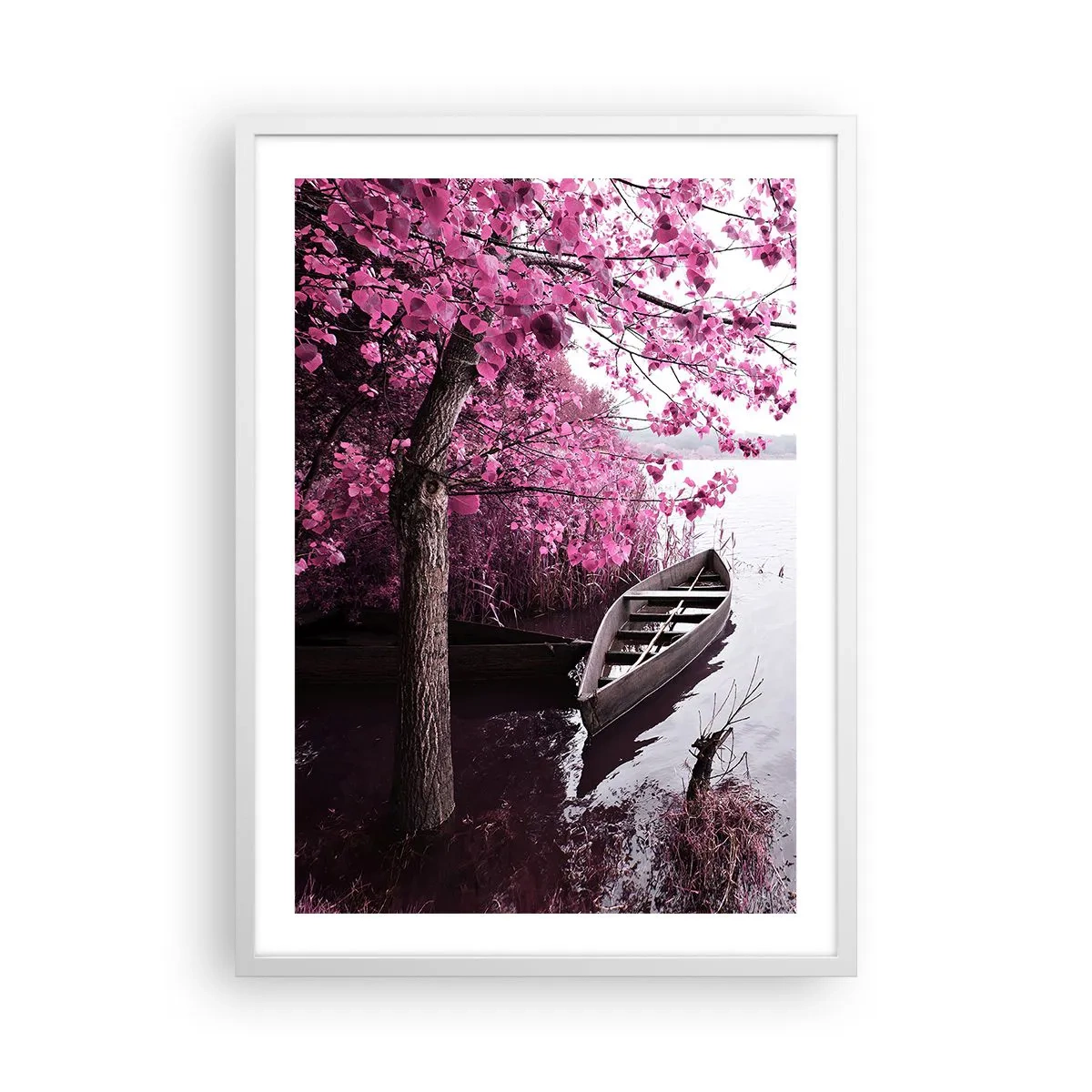 Poster in cornice bianca - Nel silenzio rosa - 50x70 cm
