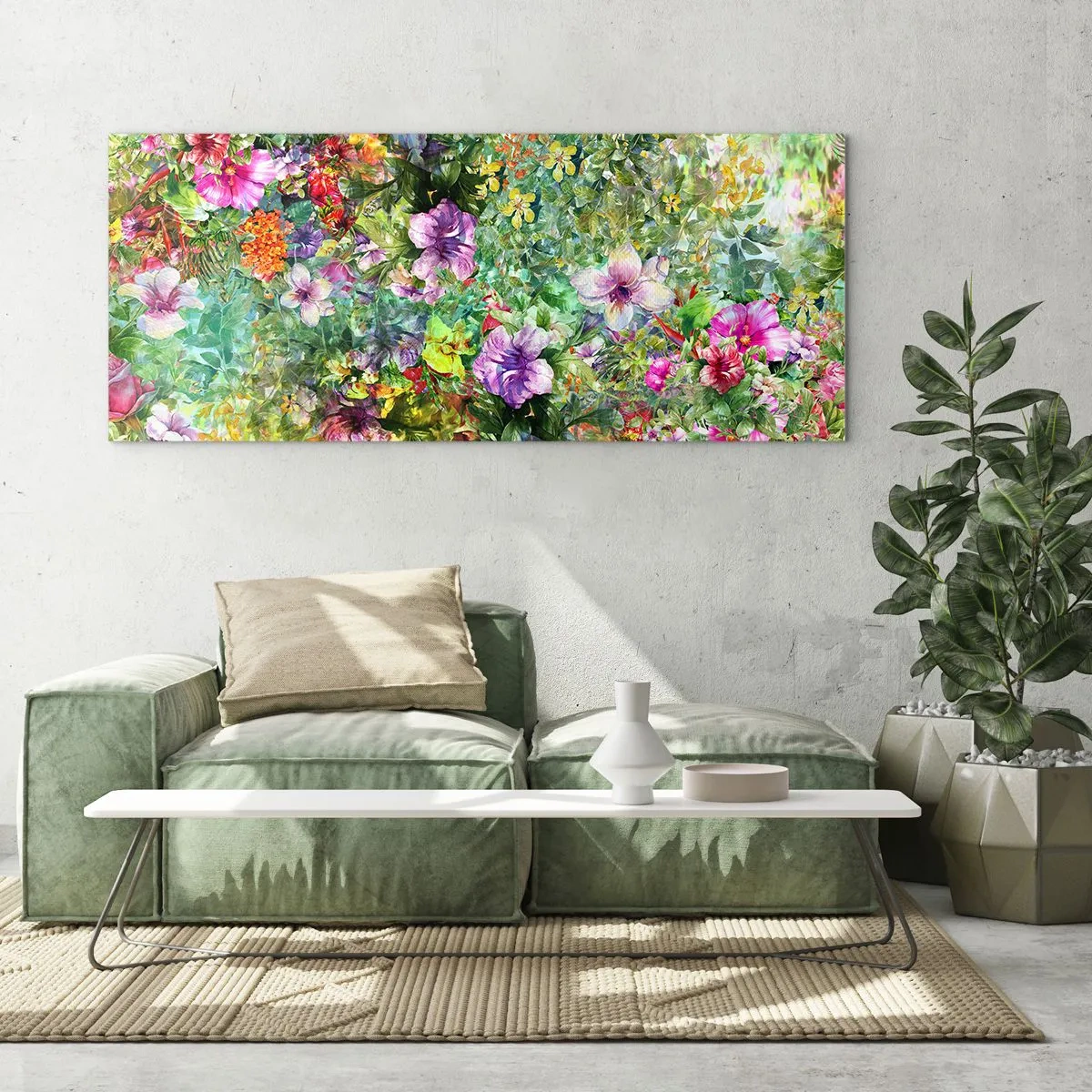 Quadro su vetro - Perdersi nei fiori - 100x40 cm