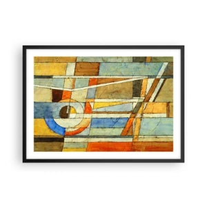 Poster in cornice nera - Astrazione geometrica nei toni del beige, blu e arancione - 70x50cm - Cubismo in cantiere - Decorazione murale moderna per soggiorno e camera da letto ARTTOR