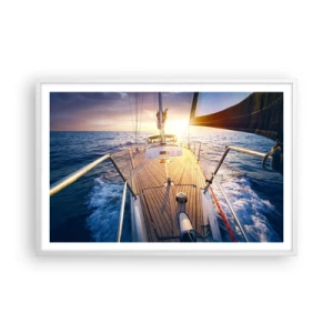 Poster in cornice bianca - Correndo sulle onde - 91x61 cm