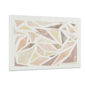 Quadro su vetro - Mosaico geometrico in colori pastello su sfondo chiaro - 120x80cm - Composizione da vetrata - Decorazione murale moderna per soggiorno e camera da letto ARTTOR