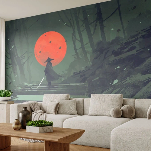 Fotomurali Premium Canvas - Il guerriero della luna rossa - Astrazione, Fantasia, Guerriero - 400x280 cm