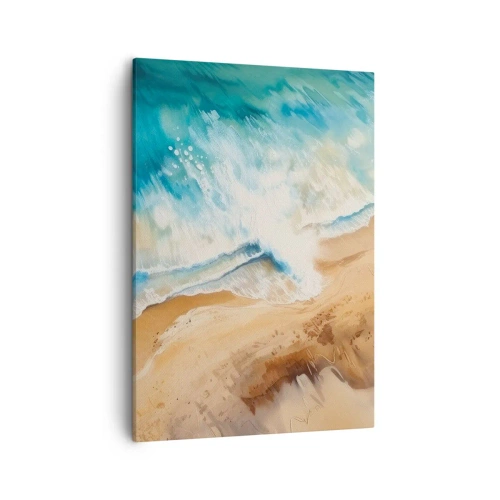 Quadro su tela - Stampe su Tela - Un'onda del mare che si infrange contro la riva sabbiosa - 50x70cm - L'onda che ritorna - Decorazione murale moderna per soggiorno e camera da letto ARTTOR