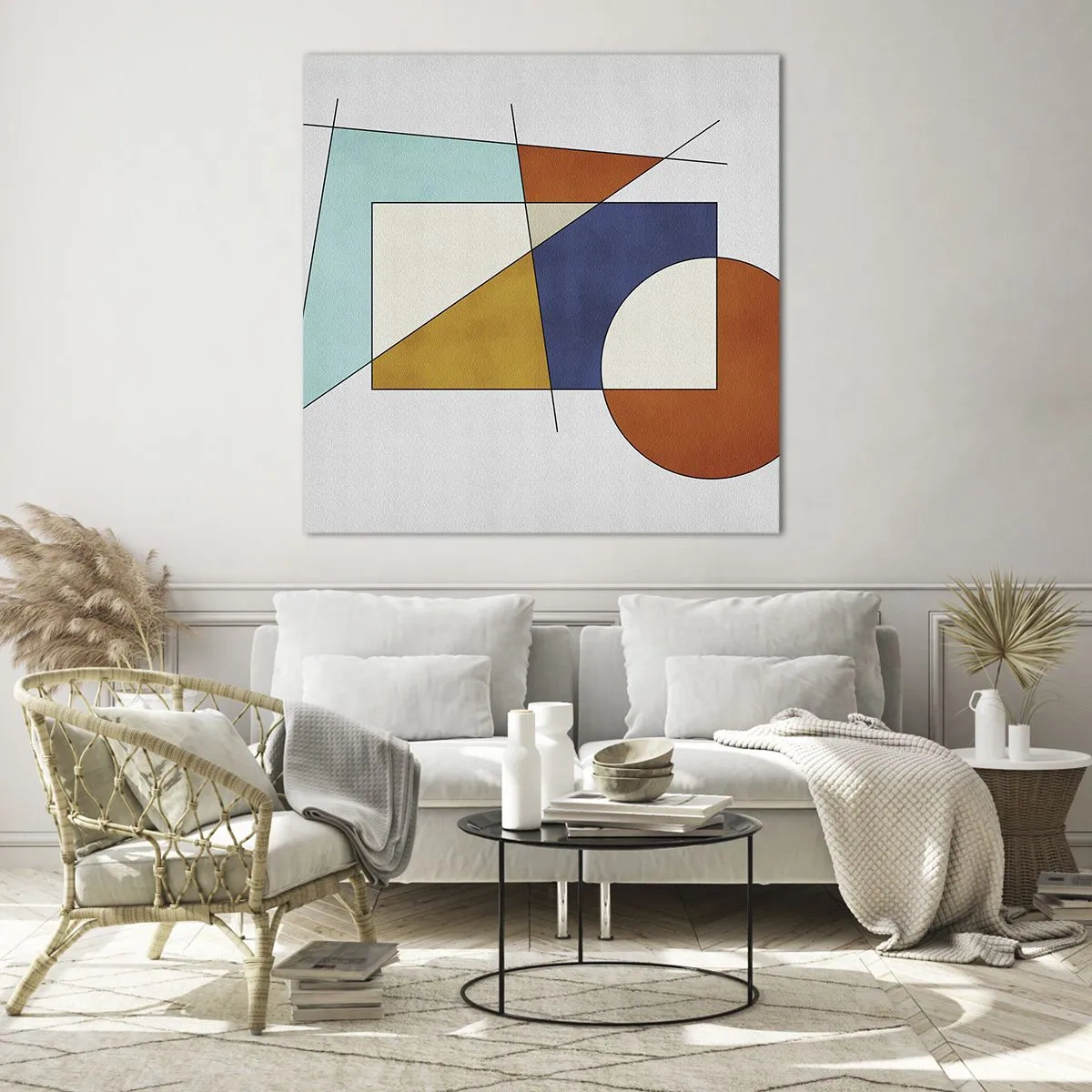 Quadro su vetro - Astrazione: gioco modernista - 40x40 cm