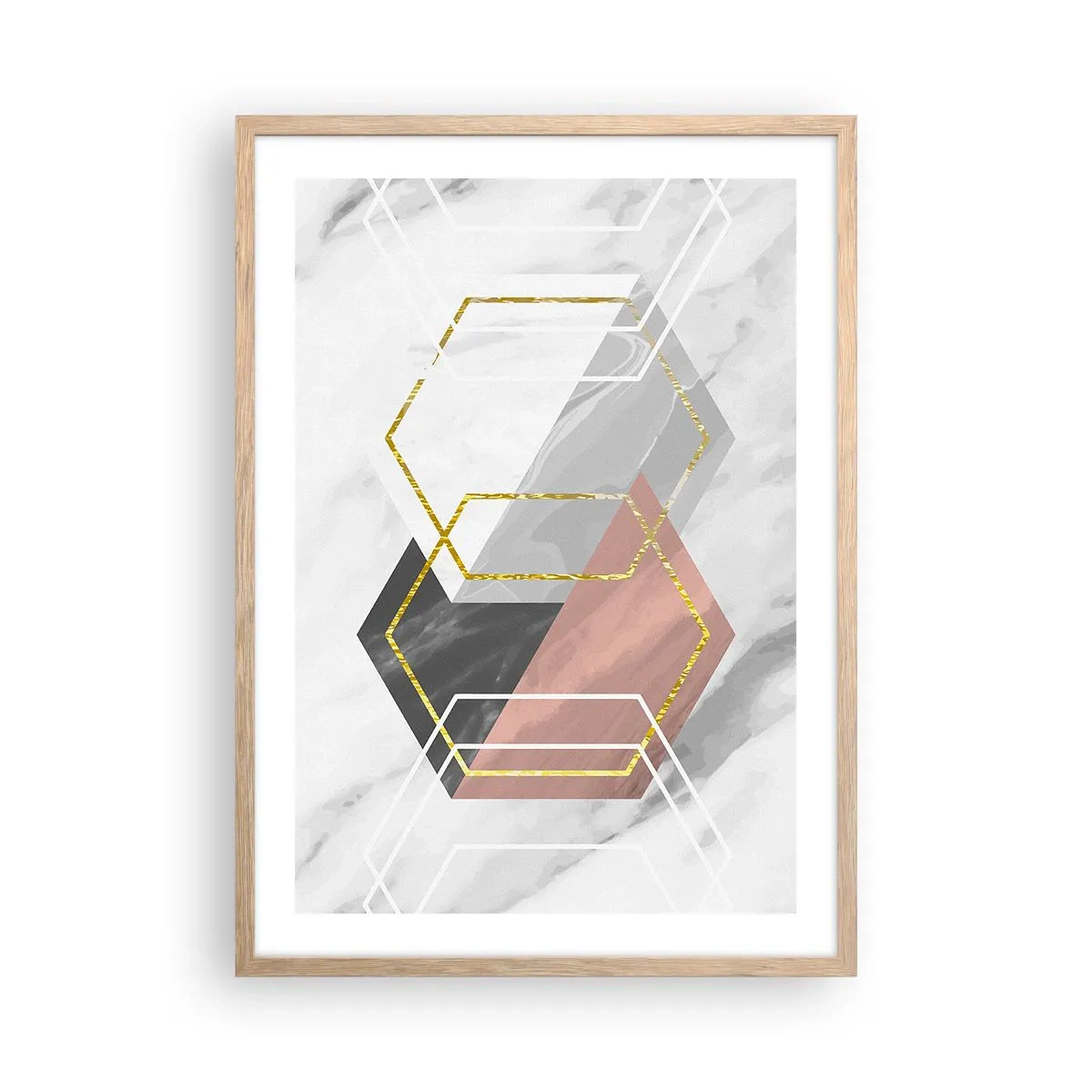 Poster in cornice rovere chiaro - Composizione a catena - 50x70 cm